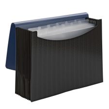 Smead Poly Frequency Expanding File, 12 Pockets, 9 1/2" x 13", Black/Blue