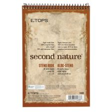 TOPS Second Nature Steno Books, 6" x 9", Gregg Ruled, 160 Pages (80 Sheets), 100% Recycled, White