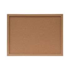 Universal Cork Board with Oak Style Frame, 24" x 18", Tan Surface, Oak Finished Wood Frame