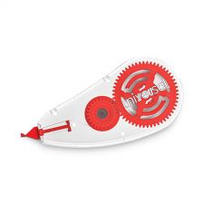 Universal Correction Tape Dispenser, Non-Refillable, 0.2" x 26.25 ft, White Tape, Clear/Red Dispenser, 6/Box