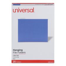 Universal Deluxe Bright Color Hanging File Folders, Letter Size, 1/5-Cut Tabs, Blue, 25/Box