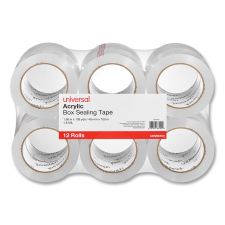 Universal Deluxe General-Purpose Acrylic Box Sealing Tape, 3" Core, 1.88" x 109 yds, Clear, 12/Pack