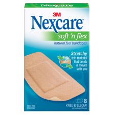 3M Nexcare Comfort Knee/Elbow Bandages, 1 7/8" x 4", Pack Of 8
