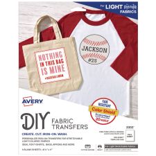 Avery Fabric Transfers for Light-Colored Fabrics, 8.5 x 11, White, 5/Pack
