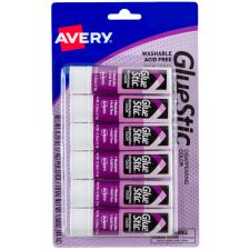 Avery Glue Stic Disappearing Color Permanent Glue Sticks, Pack Of 6