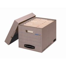 Bankers Box Mystic Storage Boxes With Lift-Off Lids, Letter/Legal Size, 10" x 12" x 15", 85% Recycled, Kraft, Case Of 25
