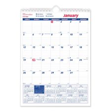 Brownline Twin-Wirebound Wall Calendar, One Month per Page, 8 x 11, White/Blue Sheets, 12-Month (Jan to Dec): 2026