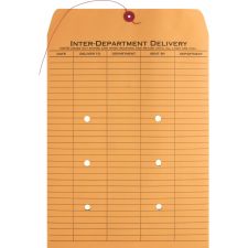 Business Source 2-sided Inter-Department Envelopes, 10" x 13", 28 Lb, Button & String, Kraft, Box Of 100