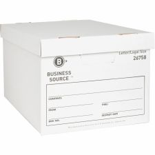 Business Source Medium-Duty Storage Boxes With Lift-Off Lids, Legal/Letter Size, 12" x 15" x 10", White, Box Of 12