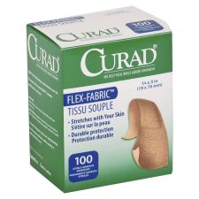 Medline Comfort Cloth Adhesive Fabric Bandages, 3/4" x 3", Neutral, Box Of 100