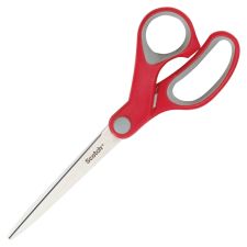 Scotch Multi-Purpose Scissors, 8" Long, 3.38" Cut Length, Straight Gray/Red Handle