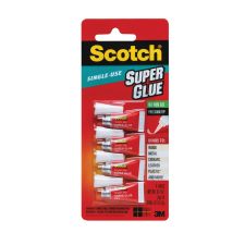 Scotch Super Glue Gel, Single-Use, 0.07 Oz., Clear, Pack Of 4 Tubes