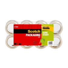 Scotch Sure Start Shipping Tape, 8 Tape Rolls, 1 7/8 in x 54.6 yd, 3" Core, Designed - 34508