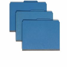 Smead Pressboard Classification Folders With Pocket-Style Divider And SafeSHIELD Fastener, Letter Size, 100% Recycled, Dark Blue, Box of 10