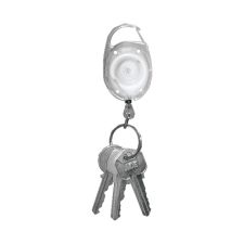 Tatco Reel Key Chain With Carabiner, 30", Chrome/Clear, Pack Of 6