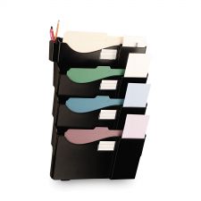 Universal Grande Central Filing System, 4 Sections, Legal/Letter Size, Wall Mount, 16.63" x 4.75" x 27.5", Black, 4/Pack