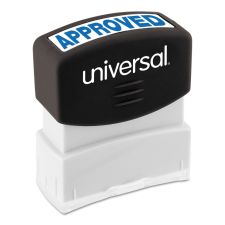 Universal Pre-Inked Message Stamp, Approved, 1 11/16" x 9/16" Impression, Blue