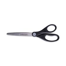 Universal Stainless Steel Office Scissors, 7" Long, 3" Cut Length, Straight Black Handle