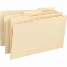Business Source 1/3 Tab Cut Legal Top Tab File Folders - 8 1/2" x 14" - 3/4" Expansion - Assorted Tab Position - Manila - 50 / Box