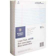 Business Source Micro-Perforated Legal Ruled Pads - 50 Sheets - 0.34" Ruled - 16 lb Basis Weight - 8 1/2"x11 3/4" Sheet Size - 63105