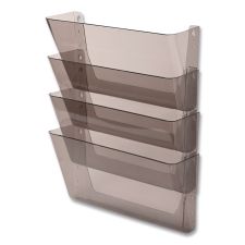 deflecto DocuPocket Stackable Four-Pocket Wall File, 4 Sections, Letter Size, 13" x 4", Smoke