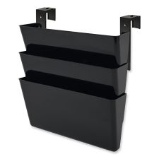 deflecto DocuPocket Stackable Three-Pocket Partition Wall File, 3 Sections, Letter Size, 13" x 4", Black