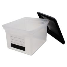 Innovative Storage Designs File Tote with Contents Label, Letter/Legal Files, 17.75" x 14" x 10.25", Clear/Black