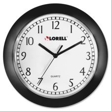 Lorell 9" Round Profile Wall Clock, Black