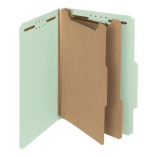 Smead Pressboard Classification Folders, 2 Dividers, Legal Size, 100% Recycled, Gray/Green, Box Of 10