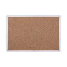 Universal Cork Bulletin Board, 36" x 24", Tan Surface, Satin Aluminum Frame