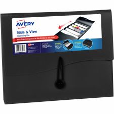 Avery Slide & View Expanding File - Letter - 8 1/2" x 11" Sheet Size - 200 Sheet Capacity - 5 Pocket(s) - Black - 1 Each