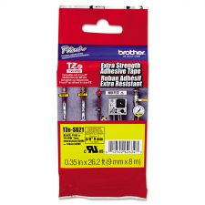 Brother P-Touch TZe Extra-Strength Adhesive Laminated Labeling Tape, 0.35" x 26.2 ft, Black on Yellow