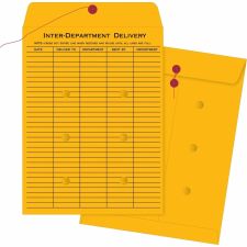 Business Source Ruled Interdepartmental Envelopes - Inter-department - #32 - 10"x 15" Diameter - 32 lb - String/Button - Brown Kraft - Kraft - 100/Box