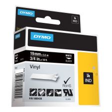 DYMO Vinyl Label Tape, DYM1805436, Permanent Adhesive, 3/4"W x 18'L, Thermal Transfer, Black/White