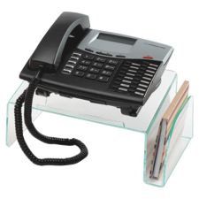 Lorell Acrylic Phone Stand, 11"W x 10"D x 5 1/2"H, Clear/Green Edge