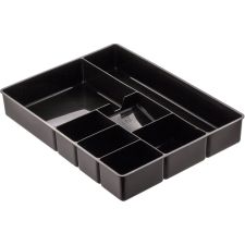 Officemate Plastic 8-Compartment Storage Deep Drawer Organizer Tray, 2 1/4" x 15 1/8" x 11 1/2", Black