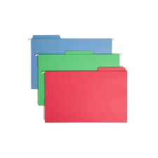 Smead FasTab Hanging File Folders, Legal Size, Assorted Colors, Pack Of 18