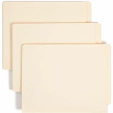 Smead TUFF Poly Fastener File Folders With Shelf-Master, 1/2" Tab Cut, Assorted Tab Position, Letter Size, Manila, Box Of 50