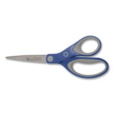 Westcott KleenEarth Soft Handle Scissors, 8" Long, 3.25" Cut Length, Straight Blue/Gray Handle