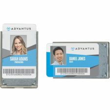 Advantus RFID Blocking Badge Holder - Support 3.38" x 2.13" Media - Vertical, Horizontal - Vinyl - Clear - Removable - 20 / Pack