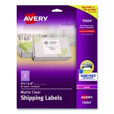 Avery Clear Shipping Labels, Sure Feed, 3-1/3" x 4" , 60 Labels (15664)