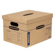 Bankers Box SmoothMove Classic Moving & Storage Boxes, Small, 10" x 12" x 15", Kraft/Blue, Carton Of 10