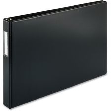 Business Source Round Ring Reference Binder, 1" Ring, 11" x 17", Black