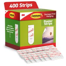 Command Poster Strips, 400 White Adhesive Strips, Damage Free Hanging Picture Hangers, No Tools Wall Hanging Strips For Living Spaces