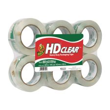 Duck HD Clear Heavy-Duty Packaging Tape, 1-7/8" x 109.4 Yd., Crystal Clear, Pack Of 6 Rolls