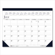 House of Doolittle Recycled Academic Desk Pad Calendar, 18.5 x 13, White/Blue Sheets, Blue Binding/Corners, 14-Month: July 2025 to Aug 2026