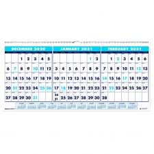 House of Doolittle Recycled Three-Month Format Wall Calendar, Horizontal Orientation, 17 x 8, White Sheets, 14-Month: Dec 2025 to Jan 2027