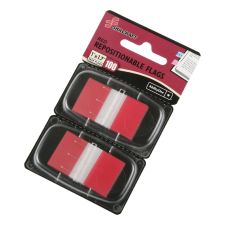 SKILCRAFT 70% Recycled Color Self-Stick Flags, 1" x 1 3/4", Red, 50 Flags Per Pad, Pack Of 2 (AbilityOne 7510-01-315-2019)