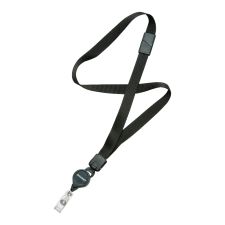 SKILCRAFT Neck Lanyard With Retractable ID Card Reel, Black, Pack Of 12 (AbilityOne 8455-01-613-0199)