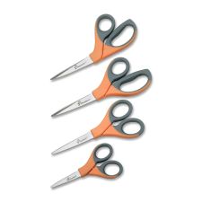 SKILCRAFT Sewing Scissors, 6 3/5", Blunt, Black/Orange